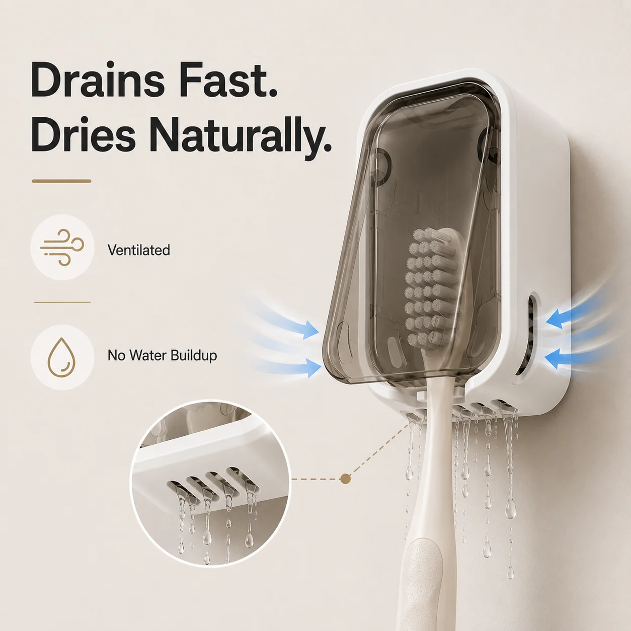 Self Adhesive Dust-proof Toothbrush Holder (4Pcs)