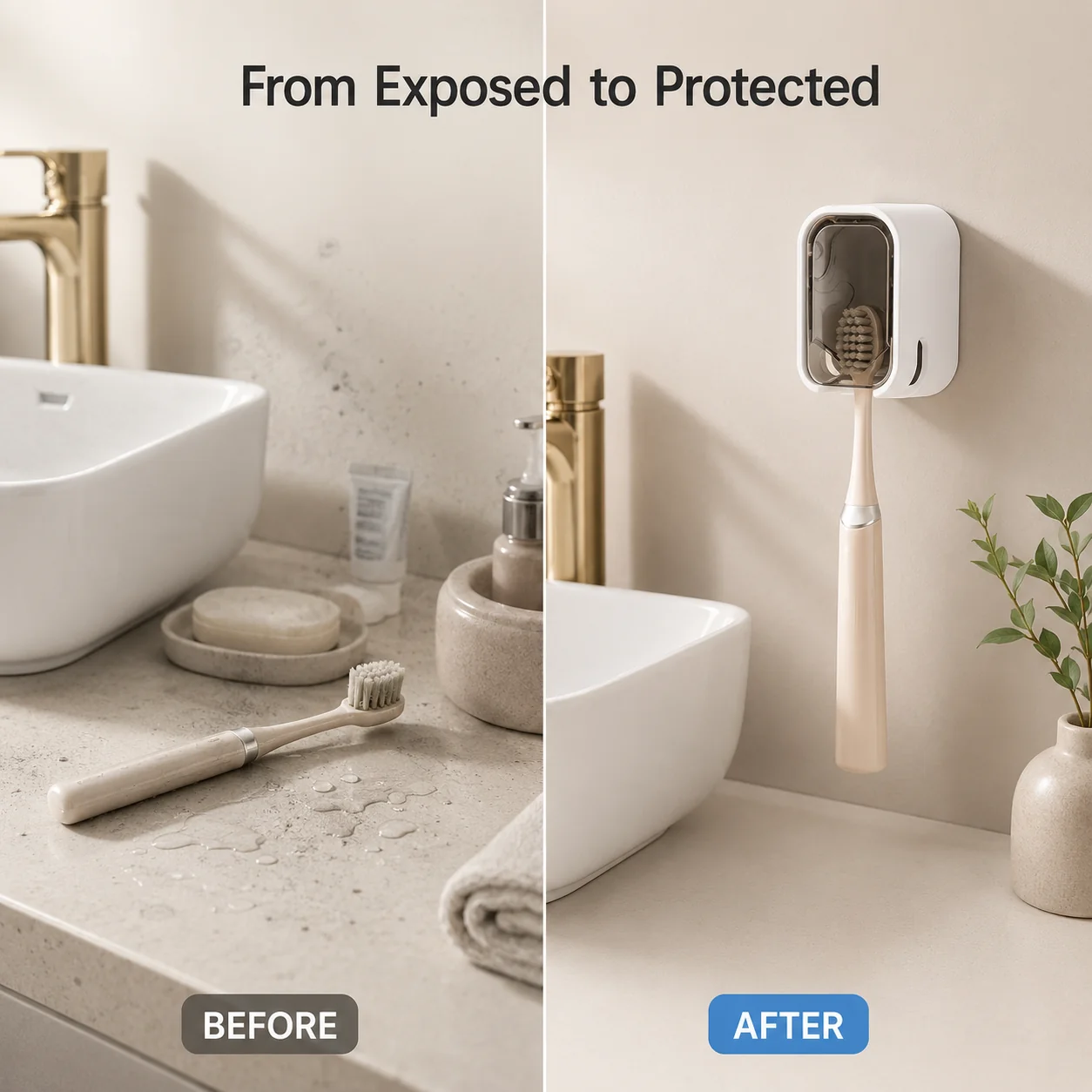 Self Adhesive Dust-proof Toothbrush Holder (4Pcs)