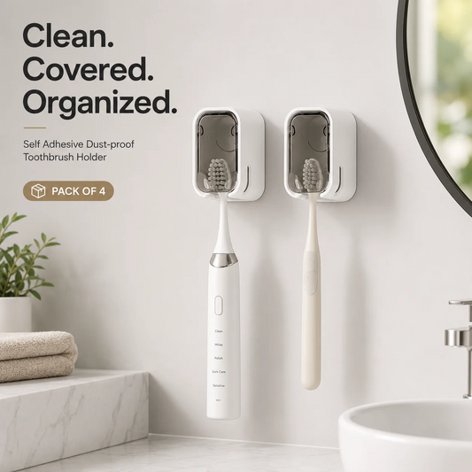 Self Adhesive Dust-proof Toothbrush Holder (4Pcs)