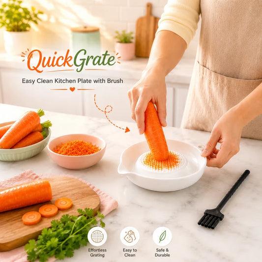 QuickGrate Easy Clean Kitchen Plate with Brush