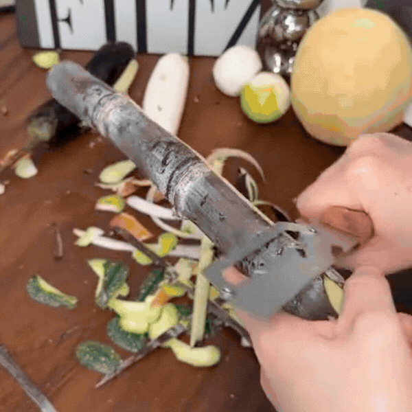 PurePeeler™ – 2in1 Vegetable Peeler + Bottle Opener | Clean Peeling | Stainless Steel Blade | Wooden Handle