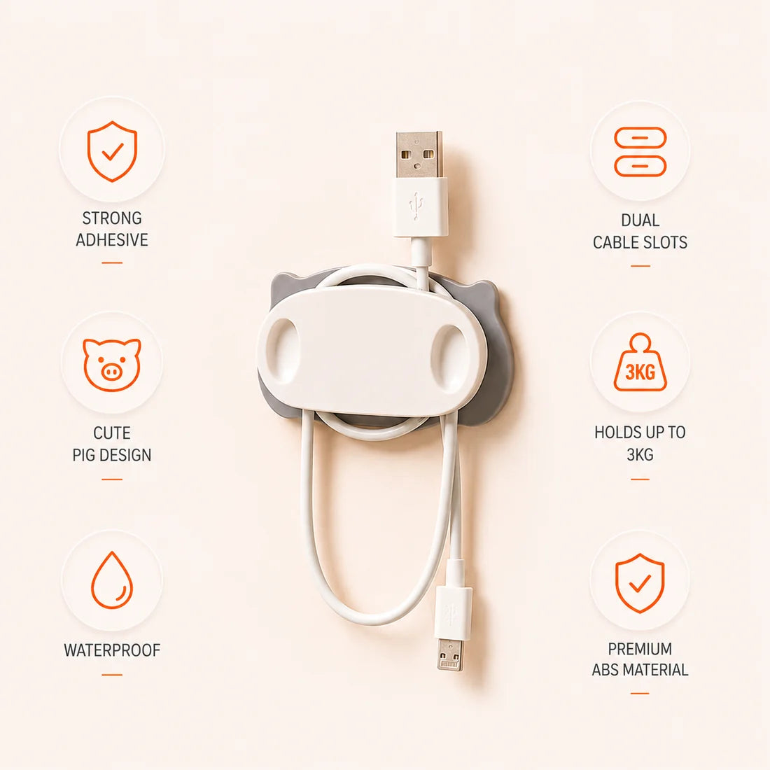 Plug Holder Clips with Self-Adhesive Pad